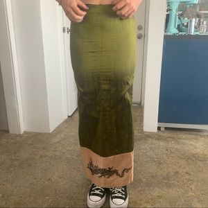 Glitter Dragon Textured Silk Maxi Skirt